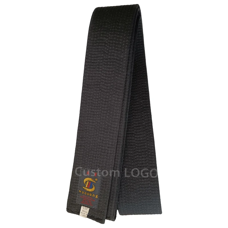 Woosung sample free shipping China factory custom Professional durableTaekwondo judo karate black belts for sale