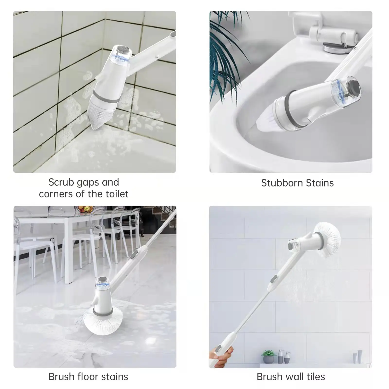 Electric Spin Scrubber Cordless Shower Scrubber with 360 Degree Spin Bathroom Scrubber