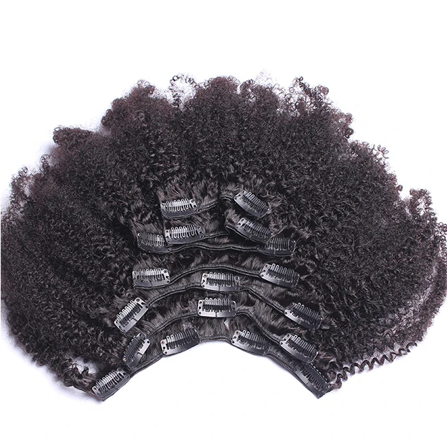 4A 4B 4C Kinky Curly Wholesale Factory Supply Double Drawn 100% Remy Virgin Human Hair 100g - 200g Band Clip In Hair Extension