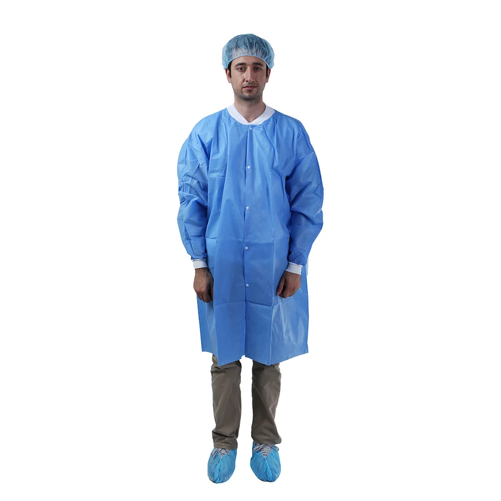 Factory OEM 20-50gsm protective nonwoven safety protective doctor use disposable lab coat for laboratory
