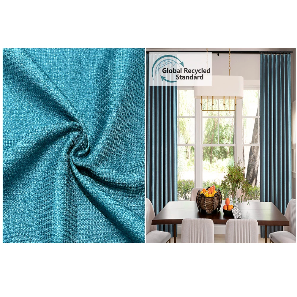 2024 New Design Button Pattern Linen Textured Dim Out Curtain Fabric Subdued Luxury Blackout Fabric for Hotel Public Projects