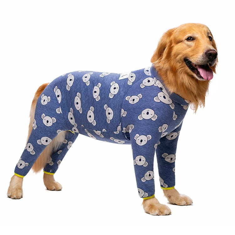 Large Dogs Pet Clothes Golden Labrador Fat Dogs Printed zipper Four legged pet Pajamas