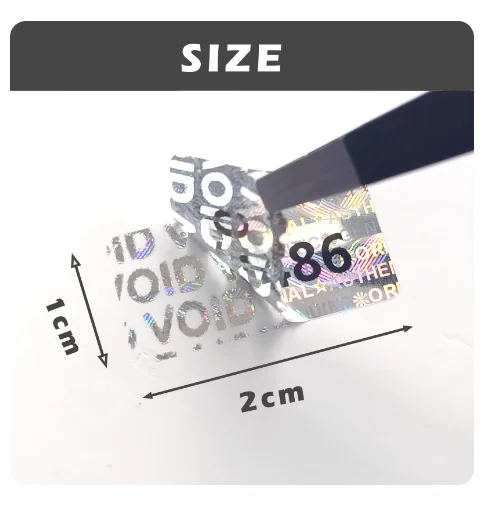 Anti-counterfeiting Tamper Proof Holographic Effect Security Sealing Labels 10 x 20mm Silver Stickers with Serial Number