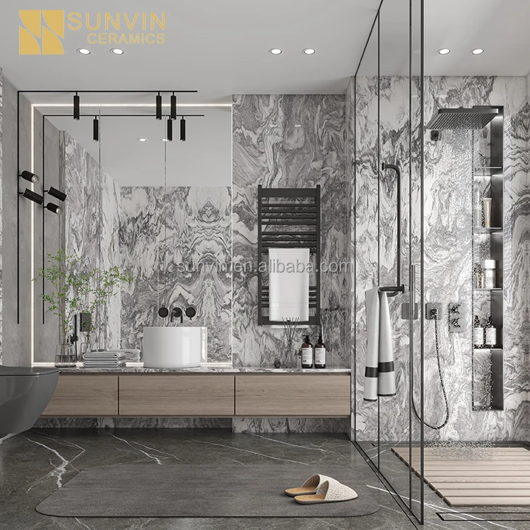 Cut to size paving slab solid surface 1600x3200 mm big size grey porcelain slab for living room or kitchen