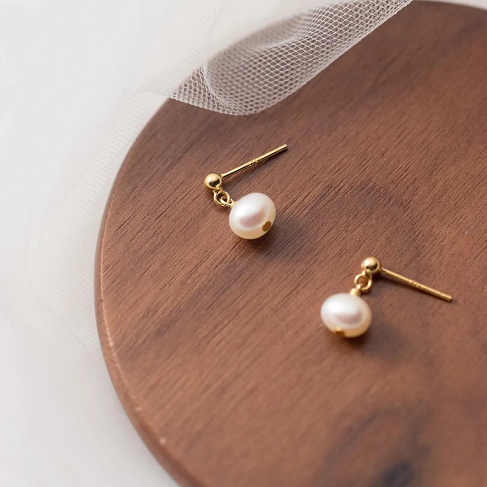 FUAMAY 925 Silver Japanese Dainty 7MM Freshwater Pearl Studs Earrings Japan Girl Pearl Ear Rings