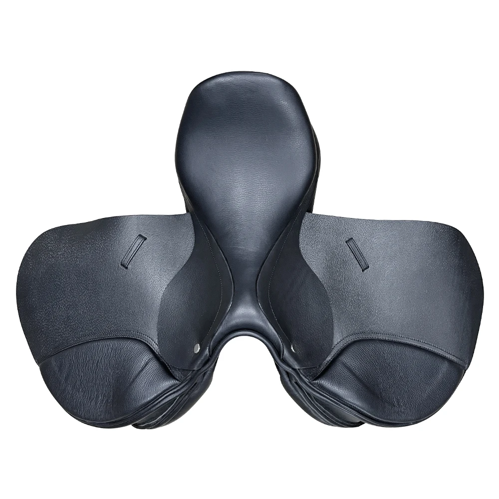High Quality Removable Black Leather Rocking English Saddle for Horse Racing Dressage Saddle Seat Show Jumping and Polo