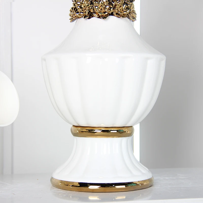 V162 ceramic vases for home decor gold flower vase 14 inch luxury embossed tabletop vase