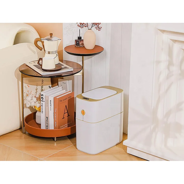 Automatic 3.5 Gallon Smart Trash Can Motion Sensor Rechargeable Touchless Garbage Can Lid Auto-Adsorption Slim for Home Bathroom
