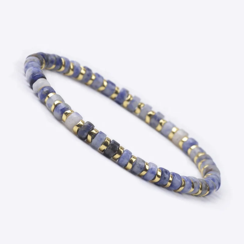 Cliobeads Blue Spot Jasper Amethyst Unakite Hematite Stone Bracelet Wholesale Unisex Wheel Shape Beaded Bracelets