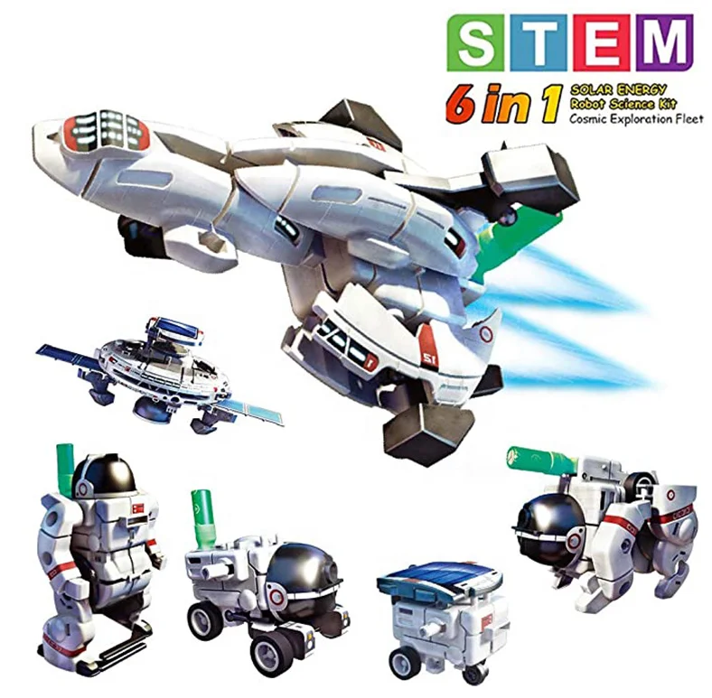 C03005 space fleet toy robots DIY Solar Power Science Kit Educational Space Solar Robot Toys 6 in 1 for kids -Powered by Solar