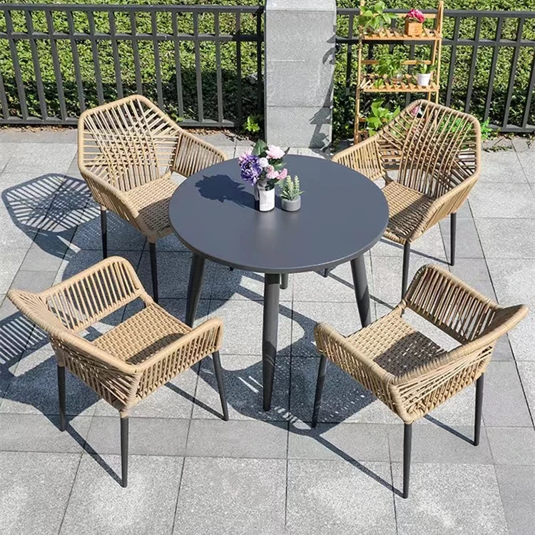 Great Solid wooden teak Good Garden furniture design PE rattan  wicker handwoven  outdoor dining set