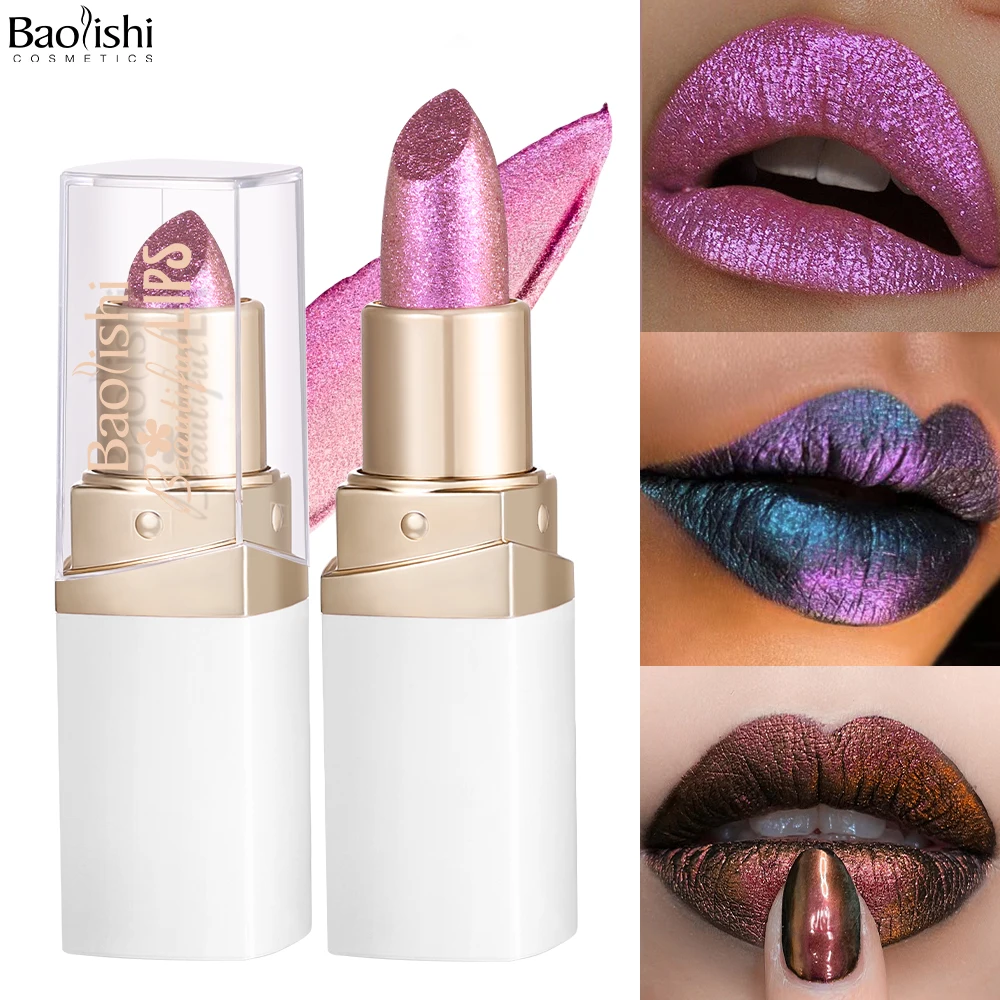 Glitter Lipstick Long Lasting Waterproof Sparkling Shimmer Metallic Glitter Lipstick Diamond Shiny Red Matte Lipstick