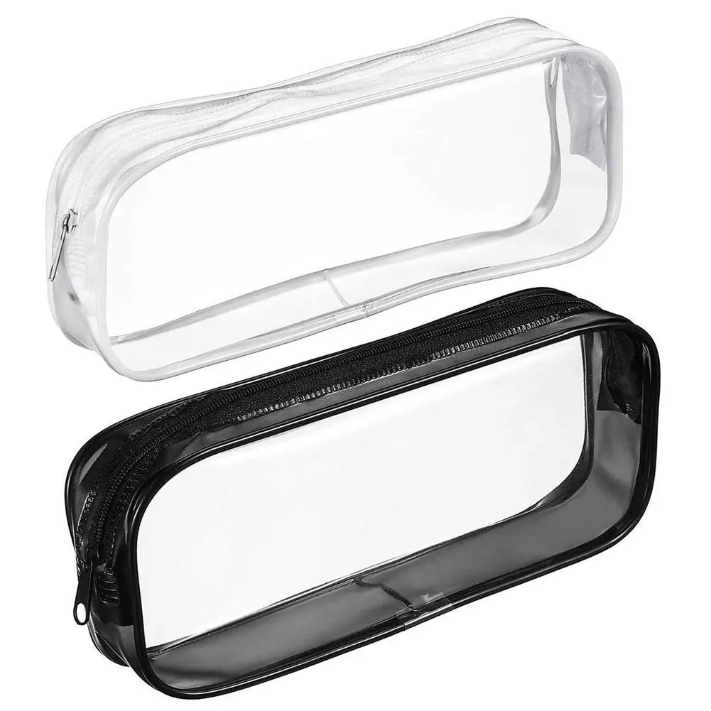 Clear PVC Zipper Pencil Bag Toiletries Exam Pen Pencil Pouch Cases Travel Luggage Make up Cosmetic Bag