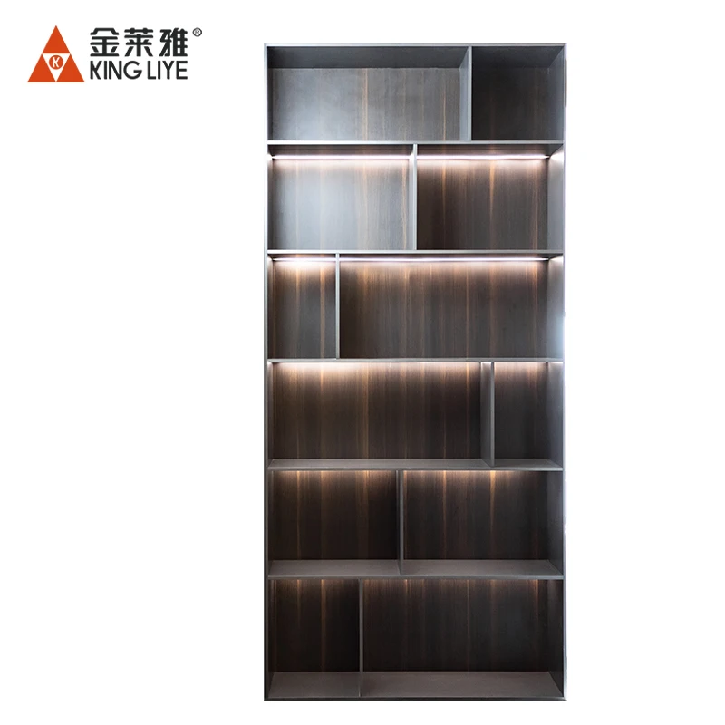 Wall-mounted Book Shelf Top Quality Custom Italian Contemporary  Light Luxury Modern Aluminum Bokcase Storage