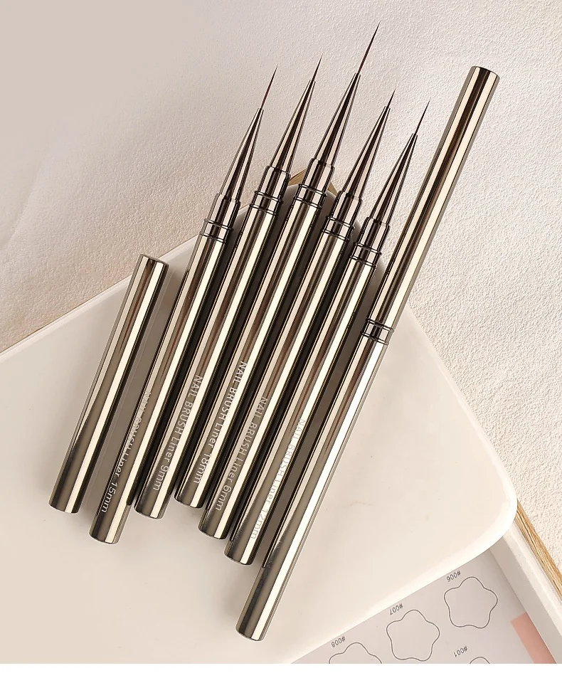 6/9/12/15/18mm Nail Brush Set metal rod Nail Drawing Wire Pen Ultra Fine Set Nail Special Color Drawing Brush Stripe Drawing Pen