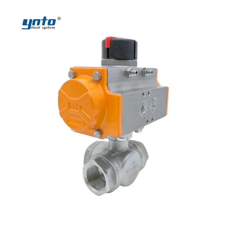 YNTO industrial ball valve cast iron supplier Water Flow Control 304 316 316L ss Pneumatic 3 Way wcb ball valve
