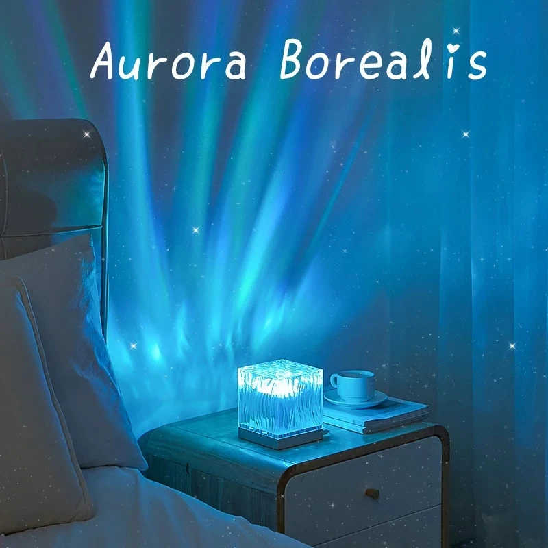 Rotating Northern Lights Nightlight Water Ripple Table Lamp LED Dynamic Aurora nebula star night lamp starry sky projector light