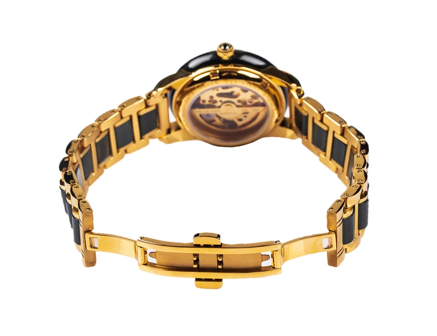 Collected Value Luxury Fashion Black Jade Watch Black Jade Stone Stainless Steel Mechanical Wrist Watches for Men