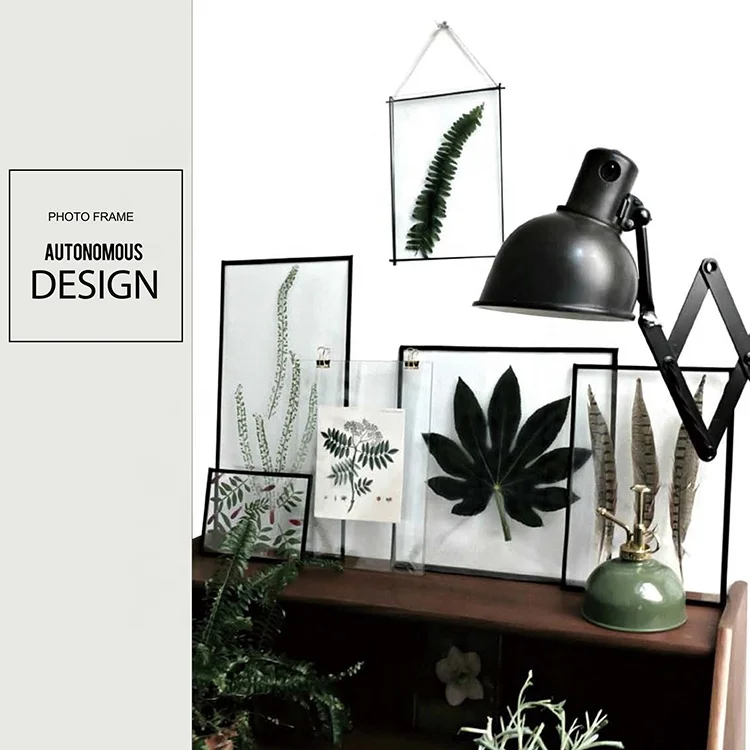 PF-1001B Square Flower And Butterfly Glass Photo Frame