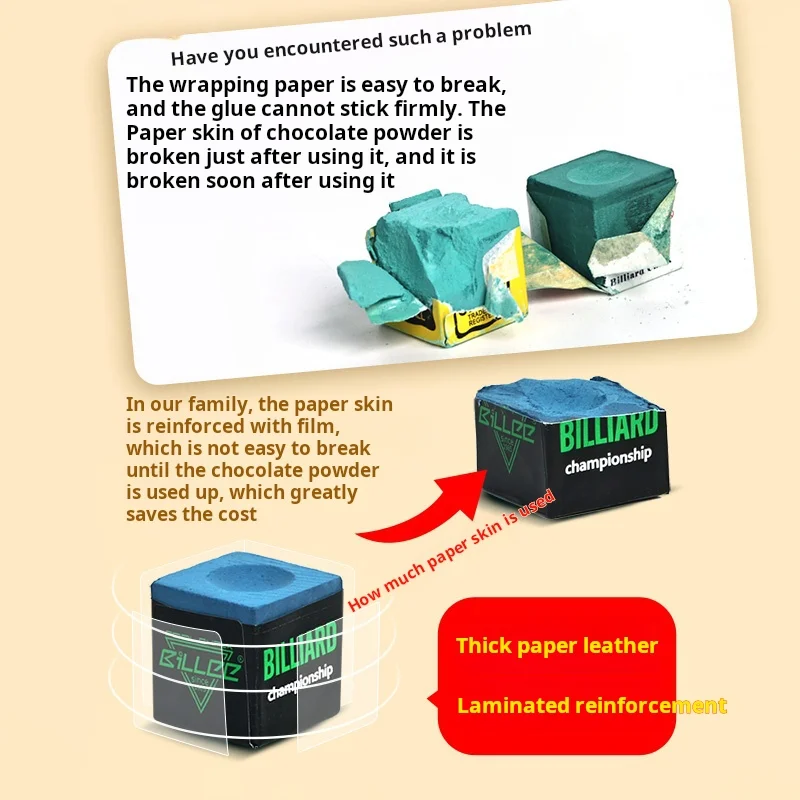 Selling high quality 144pcs/box billiards snooker pool chalk for snooker pool cues Blue/Green Cue Chalk