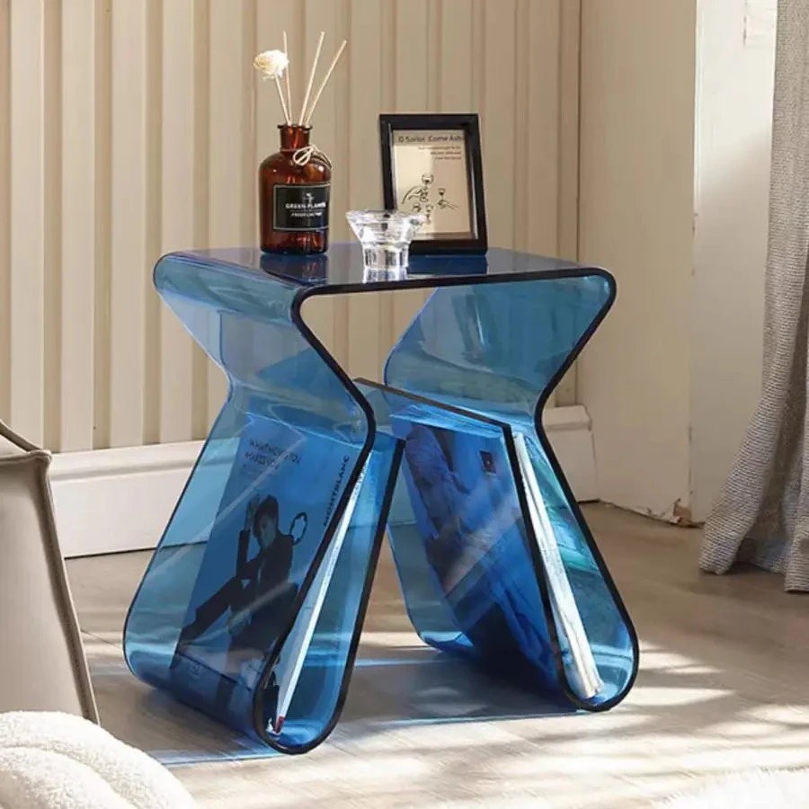 Custom European-Style Bookshelf Magazine Rack Multi-Functional Stool Transparent Acrylic Coffee Table