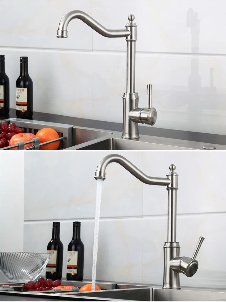 European Swivel Vegetable Basin Faucet 304 Stainless Steel Vintage Kitchen Faucet 1 - 199 Sets