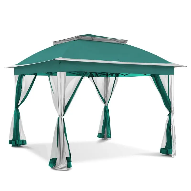 High Quality Solid Hardtop Gazebo Tent Backyard Garden Gazebo Outdoor Deluxe Steel Deluxe Gazebo with Sidewall