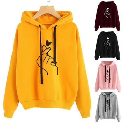 Women Sweatshirt Hoody Ladies Hooded Love Printed Casual Pullovers Girls Long Sleeve Spring Autumn Winter Striped Plus Size
