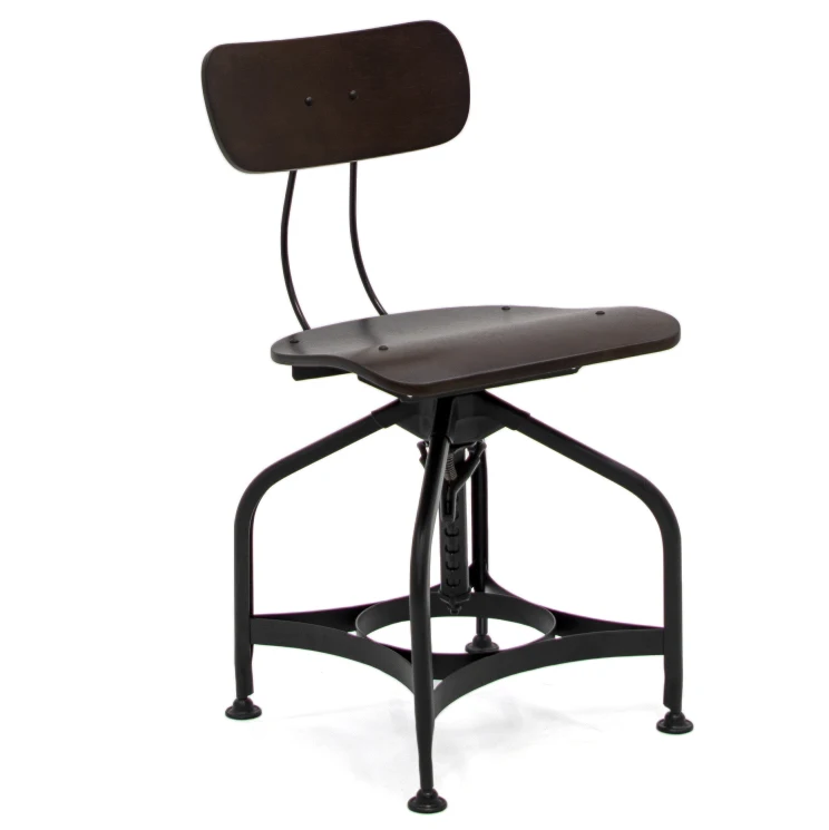 Industrial Adjustable Barstool Plywood Counter Height Bar Height Chair Bar Stool with Back Rest for Home Cafe Bar Table