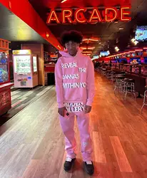 Two Piece Pants Sets Mens Tracksuit Fleece Pullover And Trouser Jogger Suits Custom 3D Puff Print Sweatpants Hoodie Set For Men