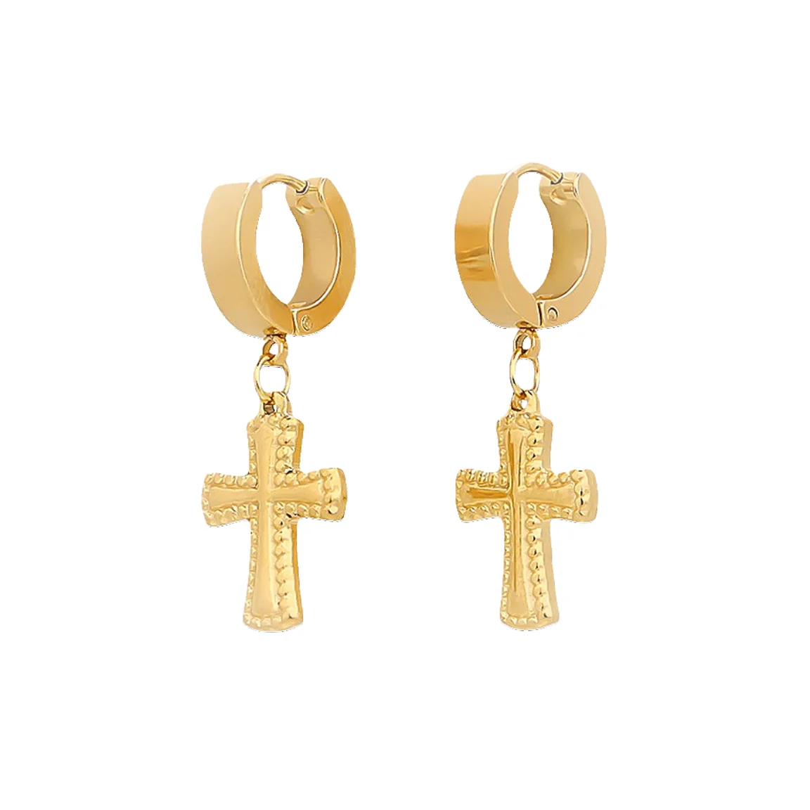 Vintage Classic Cross Drop Earrings Black Cross Pendant Huggie Stainless Steel 18k gold Vermeil Jewelry Accessories