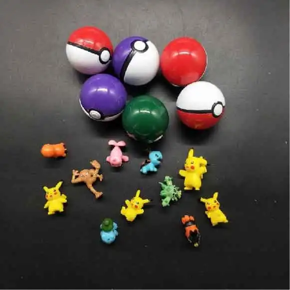 Popular Hot-sale Wholesale Capsule Toys 5cm Plastic PokeBall With inside Cartoon Figure Doll Pocket Monster Game Ball for Kids