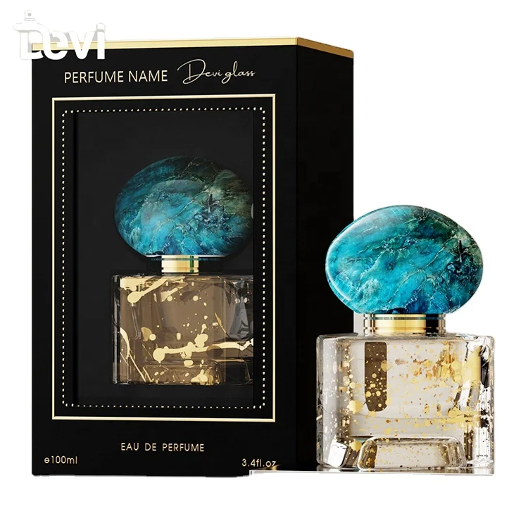 Custom 100ml Reusable Square Glass Bottle Empty Unique Fancy Stone Cap 50 ml Perfume Bottle With Box