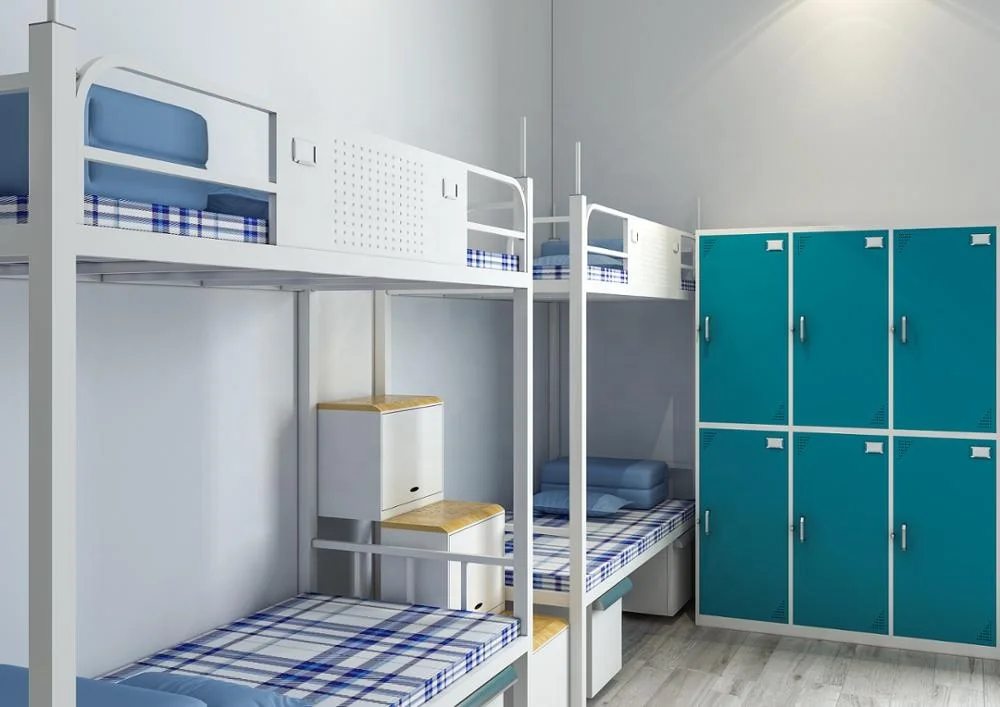 Factory wholesale  Modern metal bunk bed school dormitory double bedroom furniture steel bunk bed