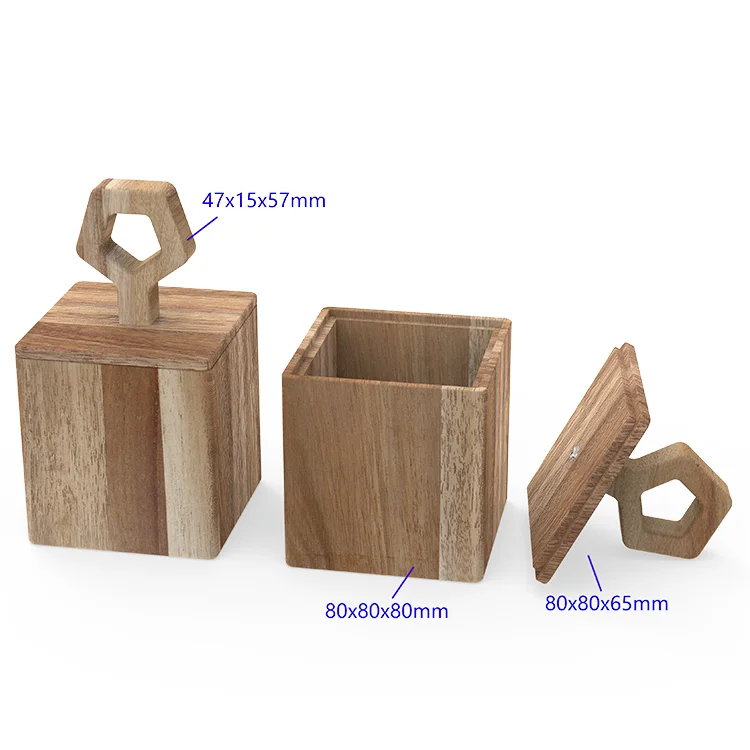 Nordic Kitchen Lids Seasoning Spice Jars Wood Vintage Salt and Pepper Shakers with Lid