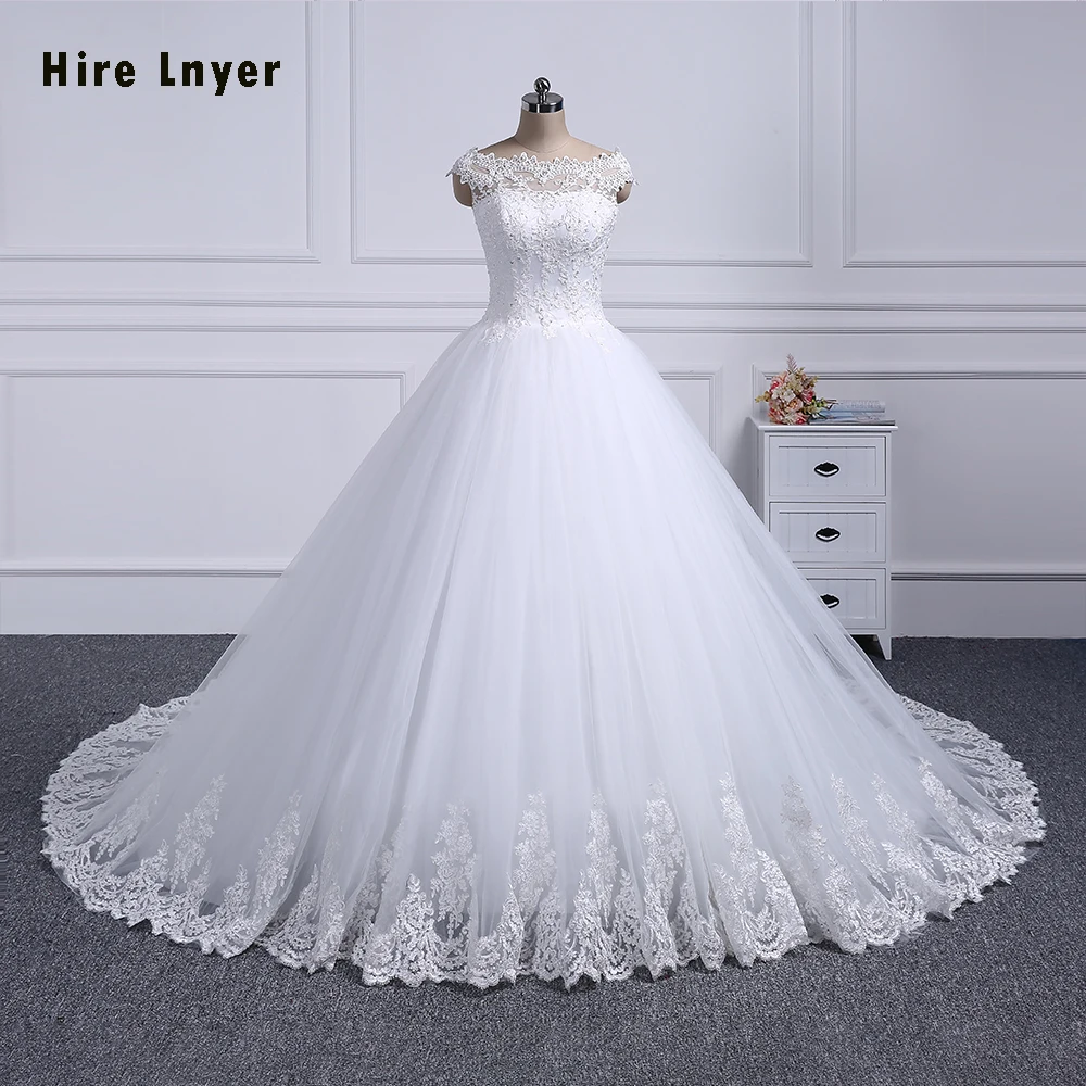 Aster 100% Real Photos Cap Sleeve Button Up Appliques Beading Sequins Gorgeous Ball Gown Wedding Dresses China Brautkleid