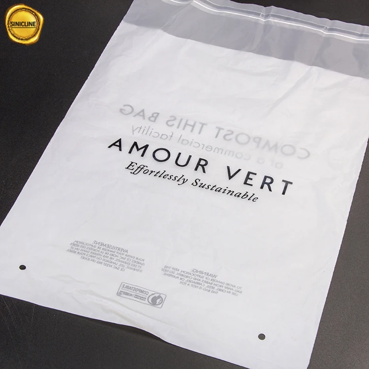 Sinicline eco bag friendly Corn starch polybag custom biodegradable compostable plastic bag