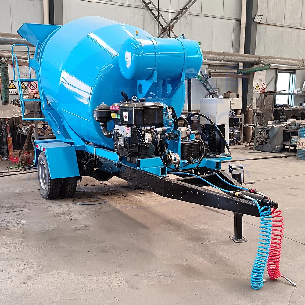 Concrete Mixer Semi Trailer 4 Cubic Meters Small Concrete Transit Mixer Construction Mobile Concrete Drum Mixer Heavy-Duty