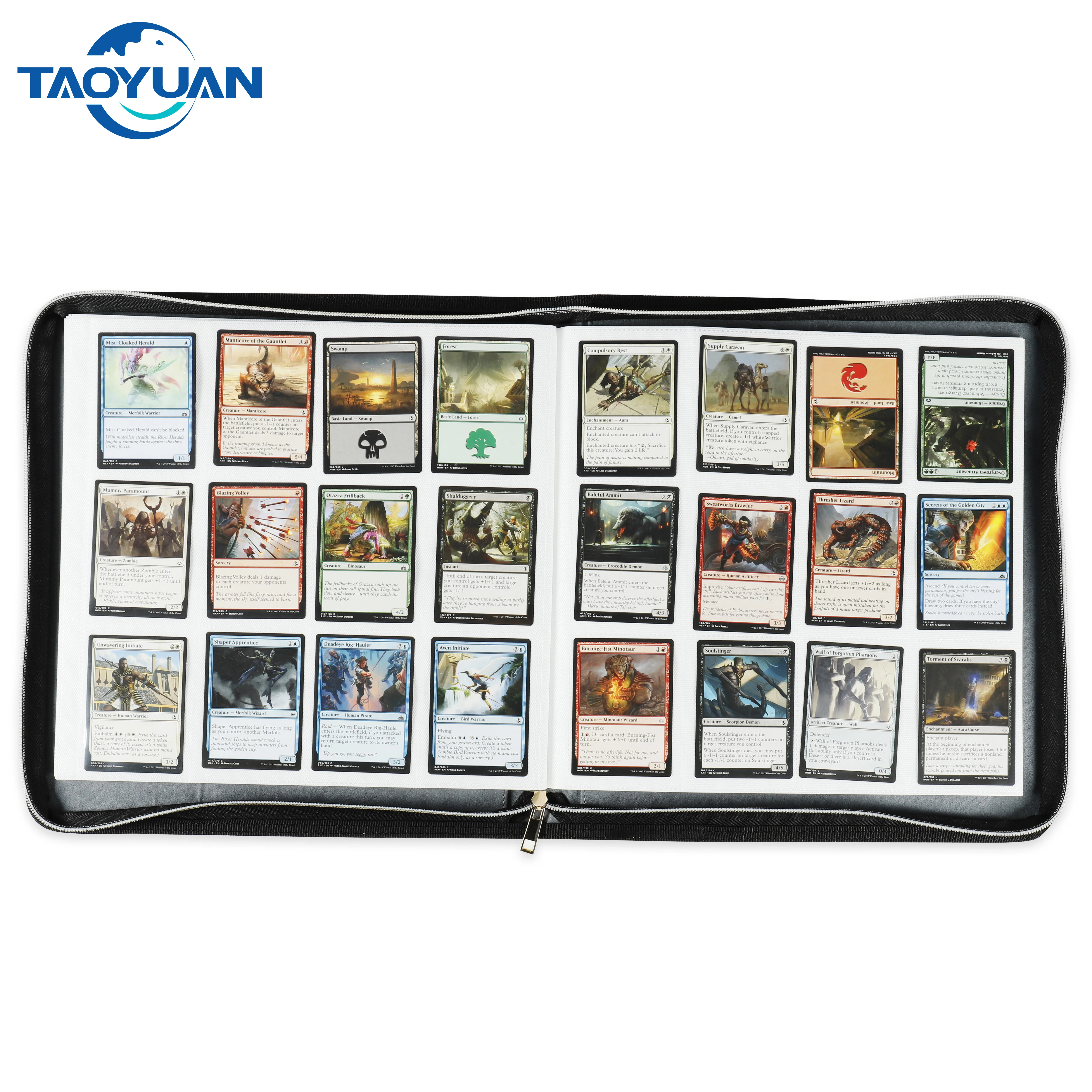 Bowen popular texture WHITE Leather 12 Pocket Zipper premium Binder Album for Magic Yugioh Pokemon 480 cards