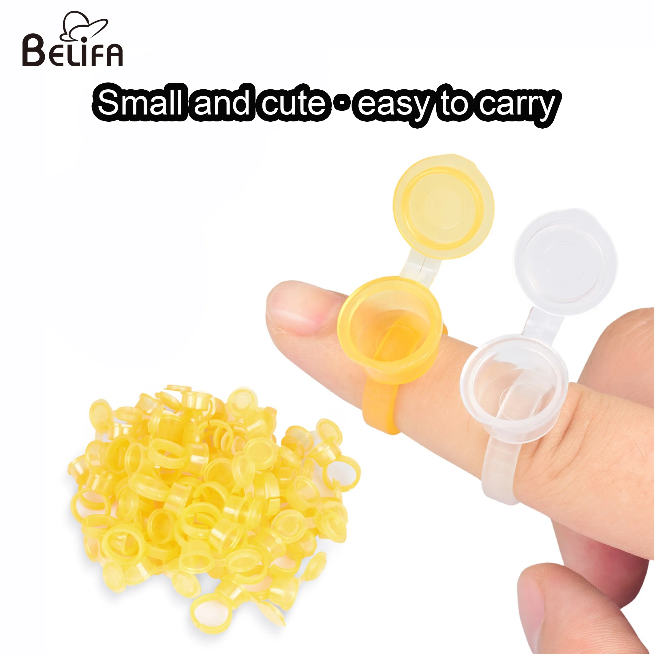 50 шт./пакет смываемая Татуировка чернила кольцо чашки с крышкой крышка Пластиковый косметический пигмент для мануального татуажа клей