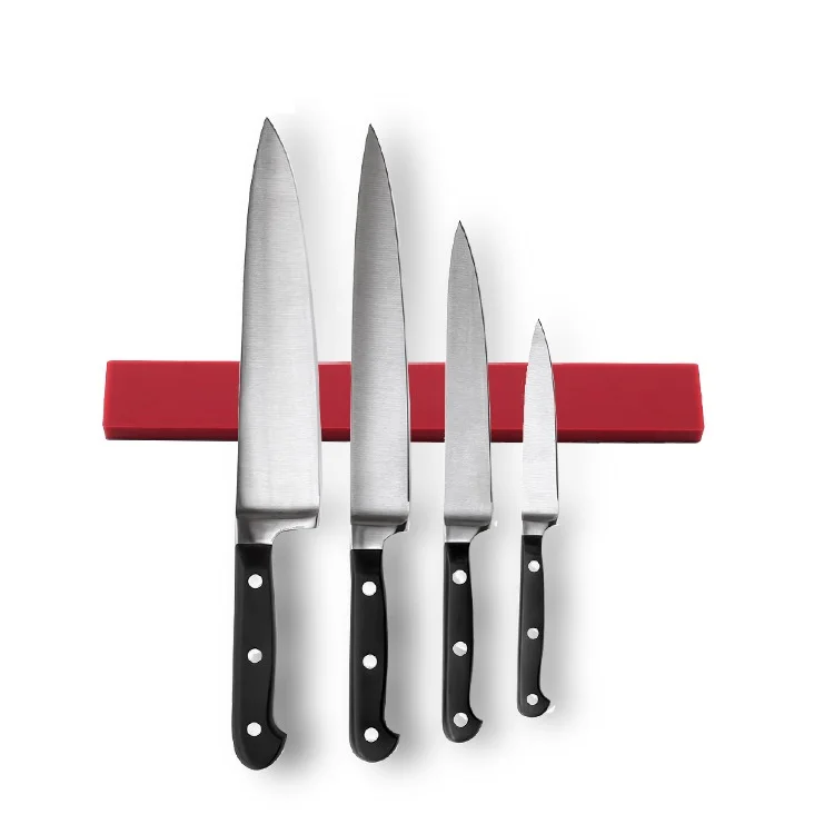 Wall Mount Silicone Shell Rubber Coated Magnetic Knife Holder, Kitchen Tool Storage Magnet Strip/ Magnetic Knife Bar Holder