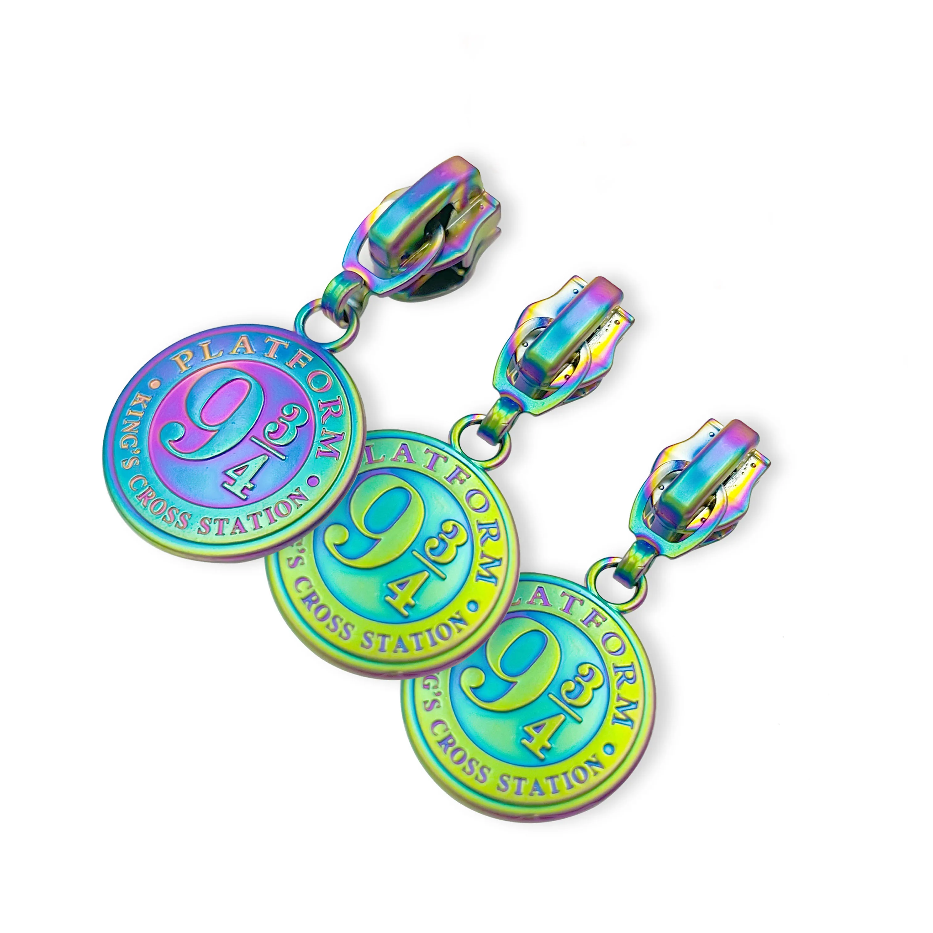 HOT SALES  Customized rainbow/matte rainbow color #5 nylon  metal zip pullers for garments or bags