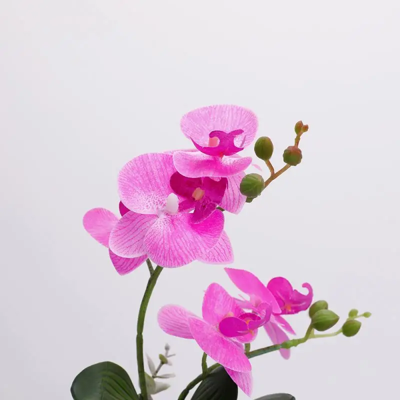 New Style Luxury 3d Real Touch Phalaenopsis Flower Artificial Gold Potted Dendrobium Plant Artificial Orchid In Pot