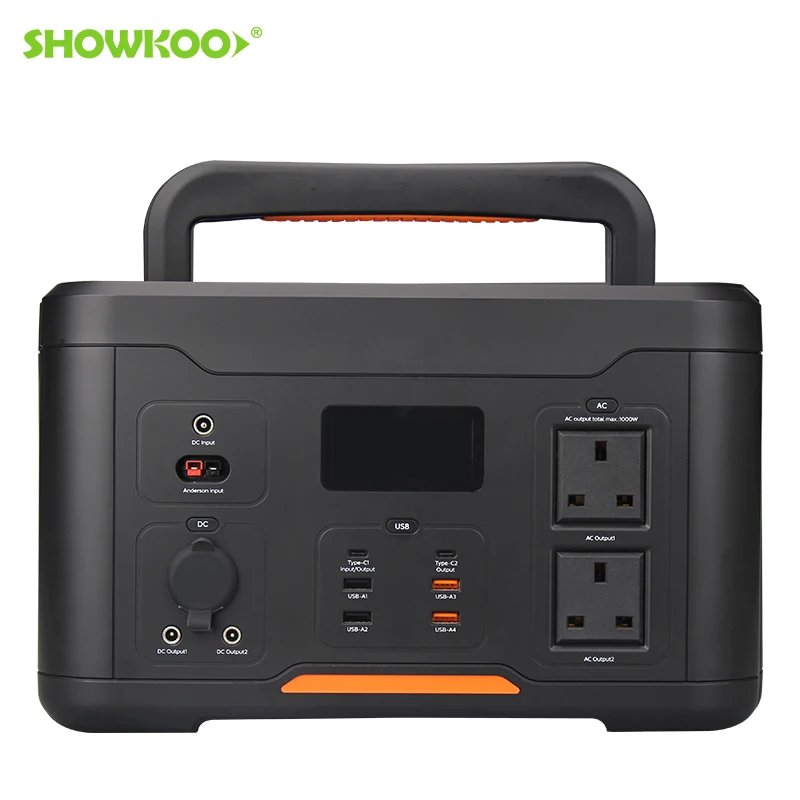 Power bank 1000W portable power station generator with solar panel supply