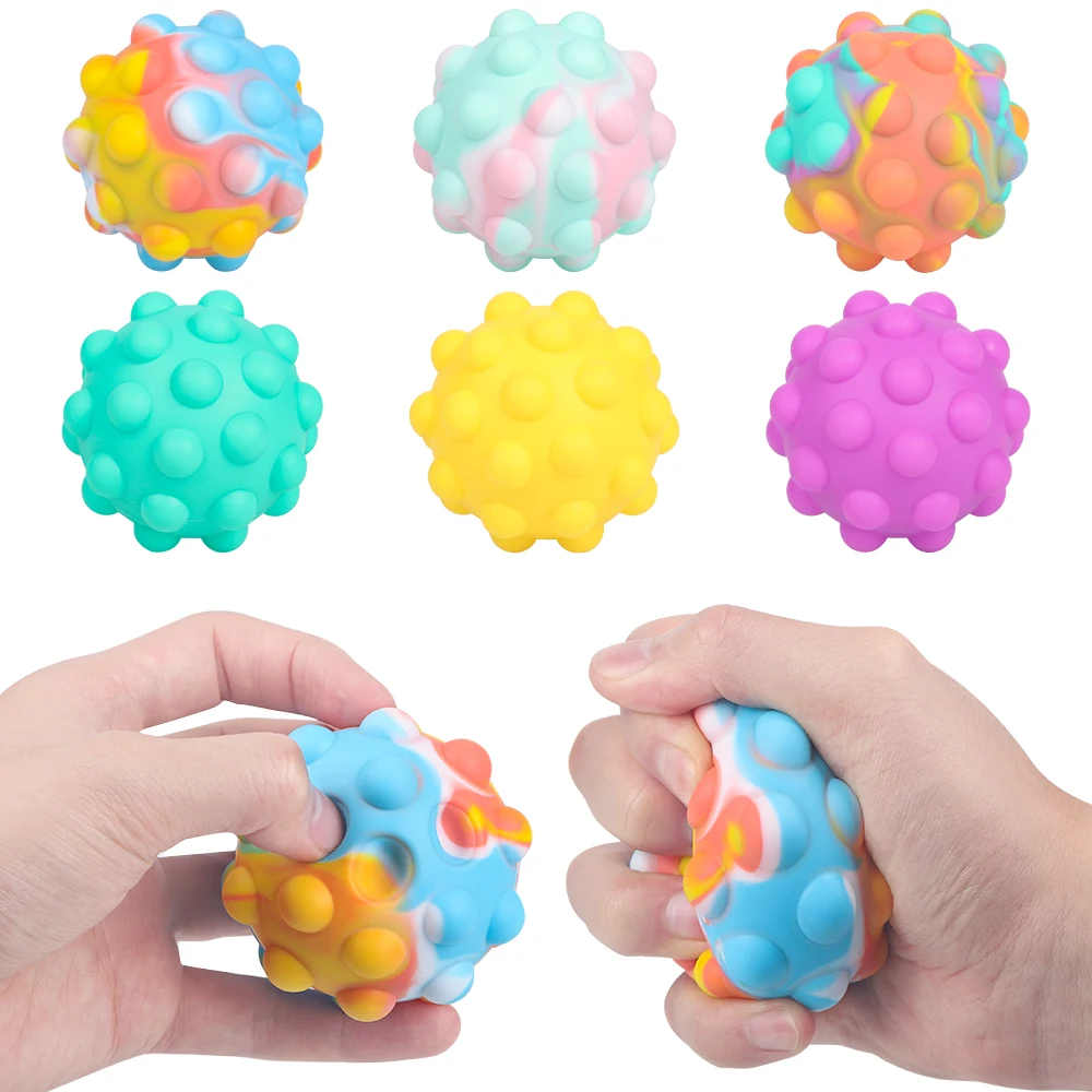Silicone Popper Push Pops Bubble Ball Anxiety Relief Sensory Squishy Squeeze Stress Ball Fidget Toy For Kids and Adults