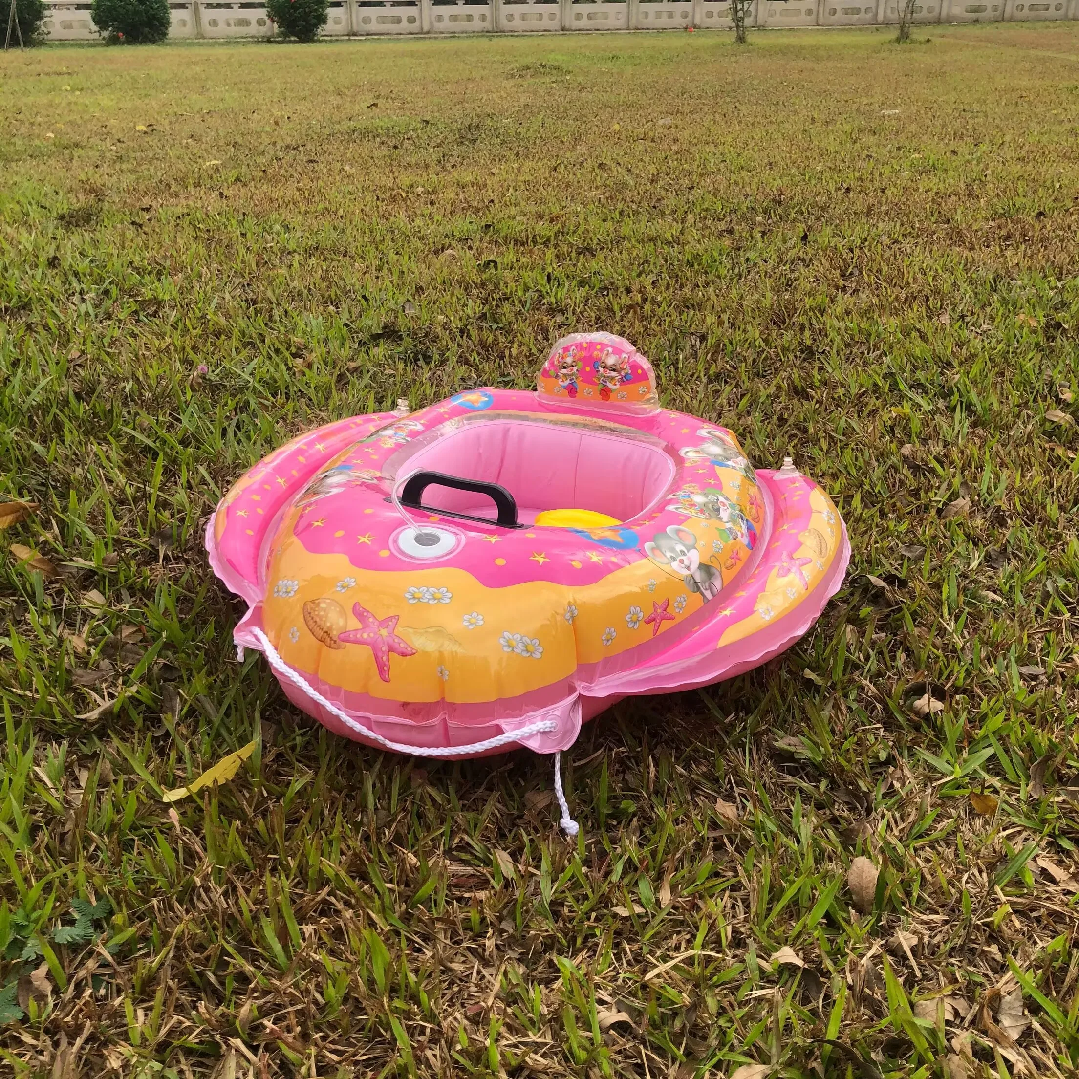 Cute Inflatable Air Plane Float Seat for Children Funny Baby Double Boat with Steering Wheel Pool & Accessory Toy