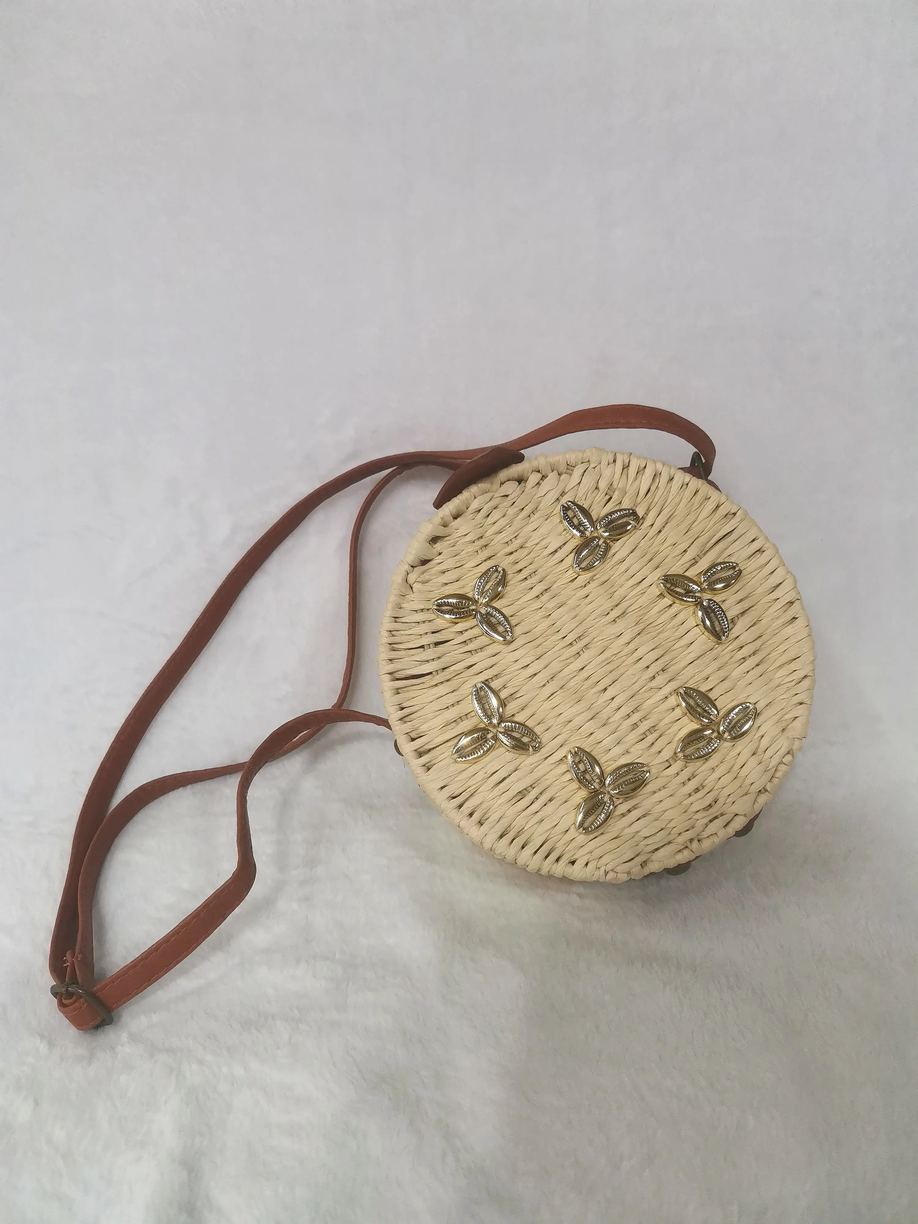 Fashion casual personalized logo Bamboo Woven beach handmade straw bag