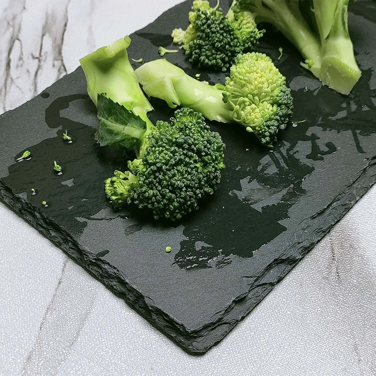2022 CR natural slate dinner plate square sushi steak slate black western food creative plate Japanese barbecue plate