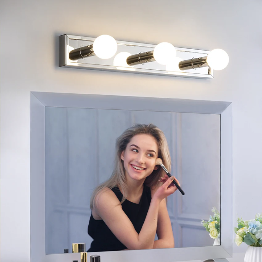 LED Bathroom Vanity Mirror Headlight Moisture-Proof Anti-Fog Lighting Living Room Custom Stainless Steel