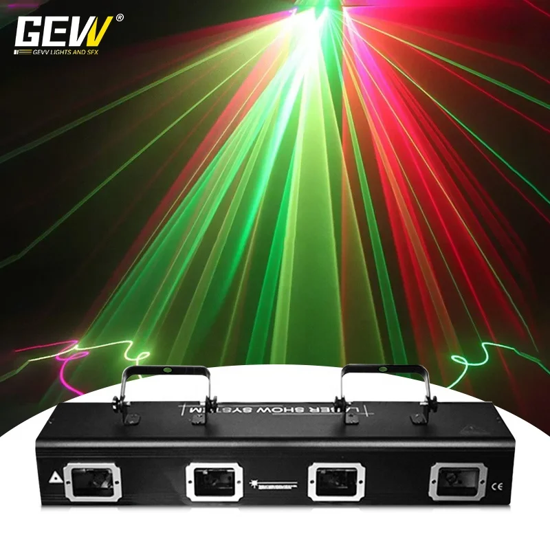 GEVV Factory Portable 2/3/4 Heads Stepper Motor Laser Beam Lights Show Dj Disco Party Club